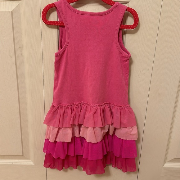 Hanna Anderson pink flower ruffle tiered dress size 5 - Picture 4 of 5